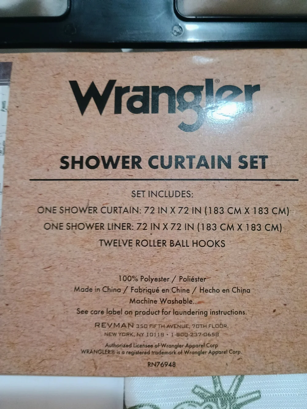 New Wrangler Horse & Cowboy Green & White Shower Curtain & Liner Set 72x72